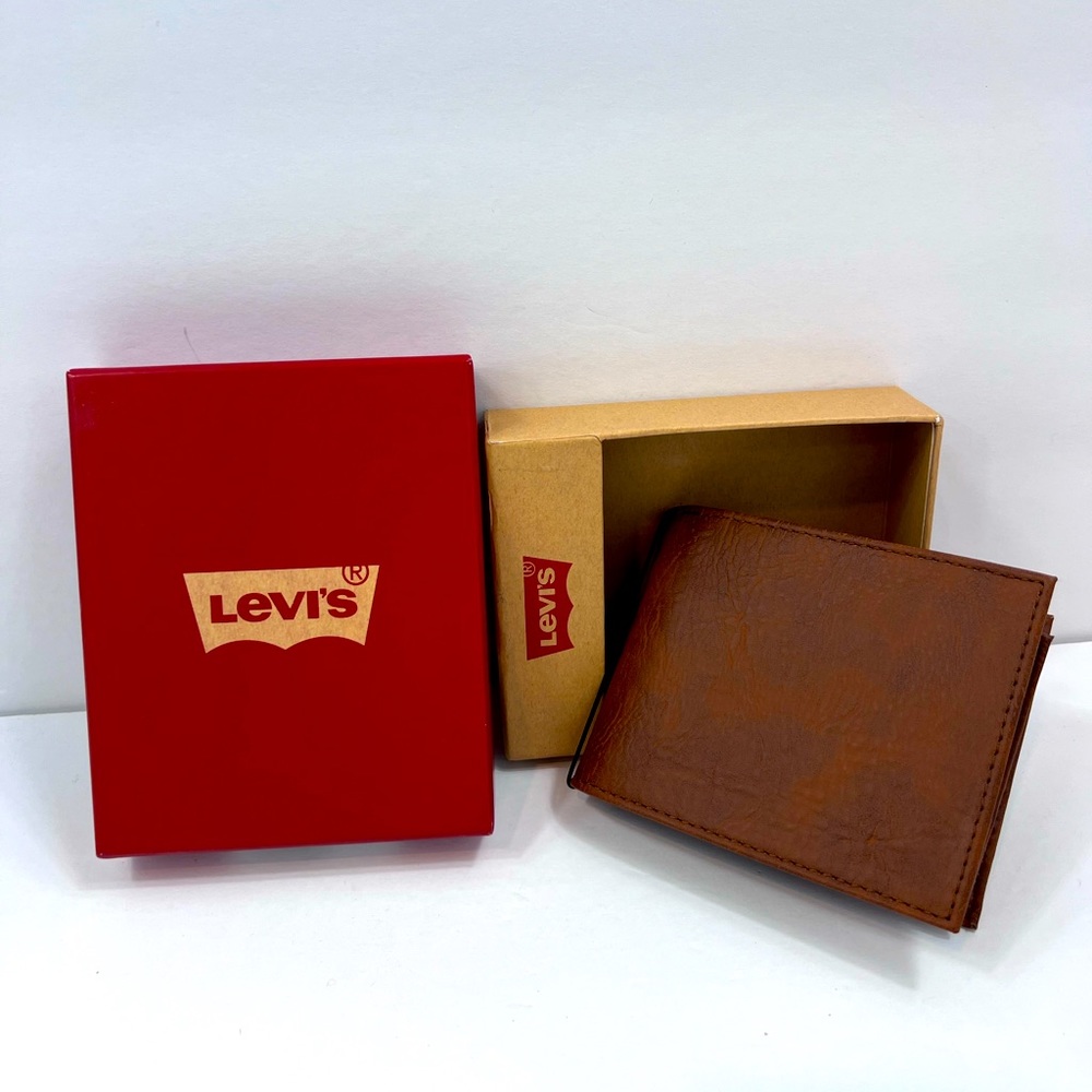 LEVI'S, MENS BROWN SINGLE FOLD MEN'S WALLET, RFID PROTECTION - Picture 2 of 12